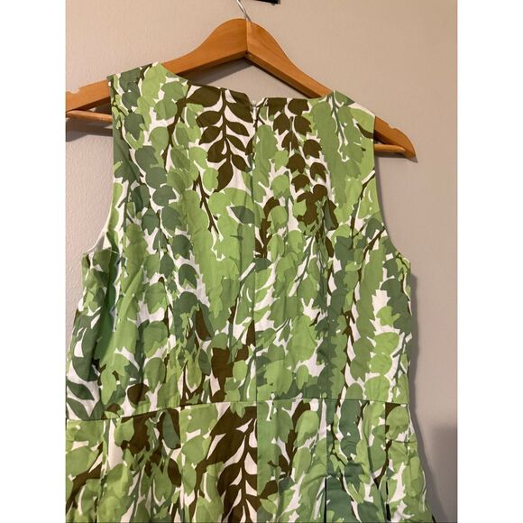 Talbots Size 6 Petite Faux Wrap Sleeveless A-Line Dress Green Ombre Leaf Print - Picture 8 of 12